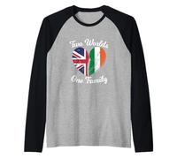 Dos Mundos una Familia Herencia británica Irlandesa Camiseta Manga Raglan