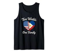 Dos Mundos una Familia Herencia Filipina Americana Camiseta sin Mangas