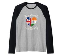 Dos Mundos una Familia Herencia India británica Camiseta Manga Raglan