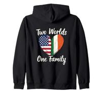 Dos Mundos una Familia Herencia Irlandesa Americana Sudadera con Capucha