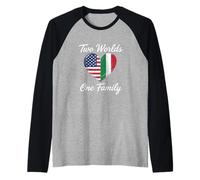 Dos Mundos una Familia Herencia italoamericana Camiseta Manga Raglan