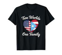 Dos Mundos Una Familia Herencia Puertorriqueña Americana Camiseta