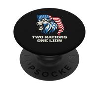 Dos Naciones Un León - Diseño Patriótico de Estados Unidos Israel PopSockets PopGrip Adhesivo