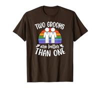 Dos Novios Son Mejores Que una Despedida de Soltero Gay Camiseta, Hombre, Marrón, S