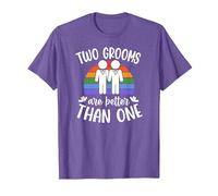 Dos Novios Son Mejores Que una Despedida de Soltero Gay Camiseta, Hombre, Morado Jaspeado, L