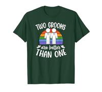Dos Novios Son Mejores Que una Despedida de Soltero Gay Camiseta, Hombre, Verde Bosque, 3XL