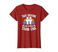 Dos Novios Son Mejores Que una Despedida de Soltero Gay Camiseta, Mujer, Arándano, S