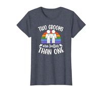Dos Novios Son Mejores Que una Despedida de Soltero Gay Camiseta, Mujer, Azul Jaspeado, M