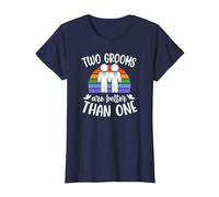 Dos Novios Son Mejores Que una Despedida de Soltero Gay Camiseta, Mujer, Azul Marino, XXL
