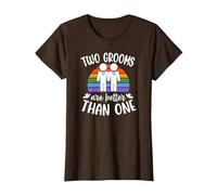 Dos Novios Son Mejores Que una Despedida de Soltero Gay Camiseta, Mujer, Marrón, M