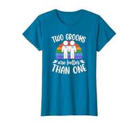 Dos Novios Son Mejores Que una Despedida de Soltero Gay Camiseta, Mujer, Zafiro, XXL