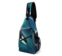 Dos Orcas Saltando Fuera Del Agua Unisex Mochila Cruzada Casual Bolsa De Pecho Pequeña Mochila Bandolera Para Trabajo Correr Acampar