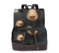 Dos osos negros se abrazan entre sí, mochila de viaje de moda, mochila casual, mochila de cuero estampada para mujer para el trabajo
