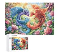 Dos pájaros míticos besándose en Flor Puzzle 1000 Piezas para Adultos Juego De Relajación Resistencia Mental Regalo para Tardes Largas 1000 PCS