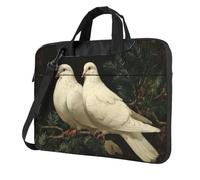 Dos palomas blancas posadas en una rama perenne - Funda acolchada para laptop de 15.6 pulgadas, para mujeres y hombres