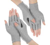 Dos paquetes de guantes hidratantes para manos secas, guantes de algodón sin dedos para el cuidado de las manos durante la noche, adecuados para mujeres y hombres, compatibles con pantalla táctil