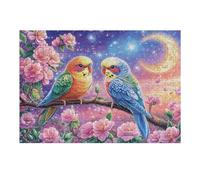 Dos pericos en una Rama a la luz de la Luna Puzzles 300 Piezas Alivio Estrés Mental Rompecabezas 3D para Toda La Familia Juguete Educativo Desafío Intelectual 300 PCS