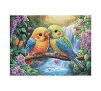 Dos pericos en una Rama Junto a la Cascada Puzzle 500 Piezas Decoración Moderna Rompecabezas para Adultos 3D DIY Creativo Desafío Intelectual Juguete Educativo 500 PCS
