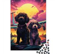Dos Perros Atardecer Colorido Puzzle de 1000 Piezas Papel para Adultos Escena Nocturna Puzzle para Toda la Familia 38x26cm/1000pcs
