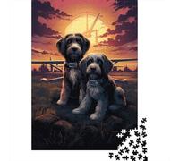 Dos Perros Atardecer Puzzle de 1000 Piezas Puzzle para Adultos Escena Nocturna Puzzle para Toda la Familia 70x50cm/1000pcs