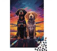 Dos Perros Puzzle para Toda la Familia Puzzle de 1000 Piezas Papel Adultos Atardecer Decoración Relajante 52x38cm/1000pcs