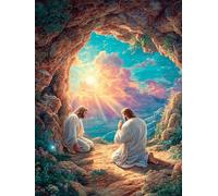 Dos personas orando en la cueva mágica Rompecabezas 500 Piezas Cartón Para Principiantes Cuento de hadas de acompañamiento mágico Días Lluviosos Para Pasar Tiempo Vacaciones Fines De Semana Regalo Cum