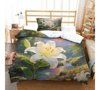 Dos Piezas Impresión 3D claveles Cremallera De Microfibras Planta Juego De Cama para Incluye Uno Fundas De Almohada Adecuado para Adolescentes Y Adultos Single（135x200cm）