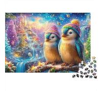 Dos pingüinos en los bosques nevados Puzzle De 1000 Piezas Lindo pingüino Clásico Y Desafiante, Regalo para Todas Las Edades 52x38cm/1000pcs