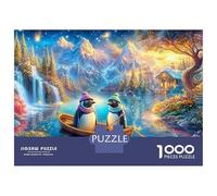 Dos pingüinos remando un Barco Puzzle De 1000 Piezas Lindo pingüino Noches De Juegos, Adultos Y Niños 52x38cm/1000pcs