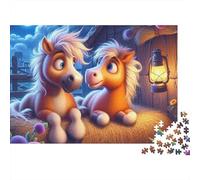Dos Ponis por la Noche Rompecabezas 1000 Piezas - Ideal para Tardes En Familia, Corte Láser Preciso, Decoración Elegante, 38x26cm/1000pcs