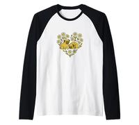 Dos Pugs en Forma de corazón Lindo Perro San Valentín Amor diseño Camiseta Manga Raglan