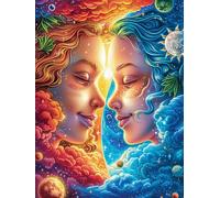 Dos rostros en Remolino al Atardecer Puzzle 1000 Piezas Impossible Creativo Ciencia ficción sueño mágico Rompecabezas 3D Obra De Arte para Toda La Familia Juguete Educativo Decoración 1000 PCS