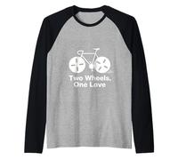 Dos Ruedas One Love Minimal diseño de Ciclista Camiseta Manga Raglan