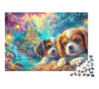 Dos spanielos en un Bosque de Cuentos de Hadas Puzzle De 1000 Piezas Perro Lindo Educativo Y Desafiante, Regalo para Todos 38x26cm/1000pcs