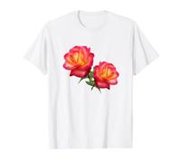 Dos Tonos Atardecer Rose Par Rojo Rosa Amarillo Formas Mania Camiseta gráfica económica, Hombre, Blanco, S