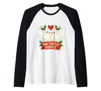 Dos tórtolas Lindas Doce días de Navidad Impresionante Camiseta Manga Raglan