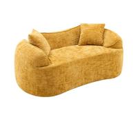 Dos versiones del sofá curvo de dos plazas en rosa y amarillo, sofá de salón, tatami, sistema de muelles de espuma de alta elasticidad, 170 x 87 x 65 cm (amarillo+ espuma+primavera + 2 asientos +