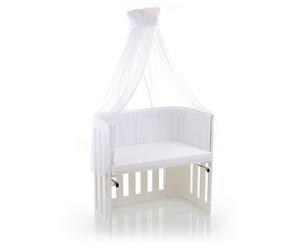 Dosel babybay en piqué con cinta para los modelos Original, Maxi, Boxspring, Comfort, Comfort Plus y Midi, blanco