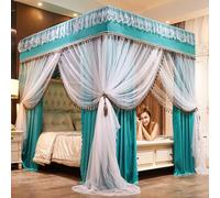 Dosel de Cama con 4 Esquinas y Volantes, Estilo Princesa, Cortina de Cama de Doble Capa, Malla Resistente a Las sacudidas, Ideal para Interiores, Exteriores, dormitorios, Patios y