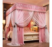 Dosel de Cama con 4 Esquinas y Volantes, Estilo Princesa, Cortina de Cama de Doble Capa, Malla Resistente a Las sacudidas, Ideal para Interiores, Exteriores, dormitorios, Patios y