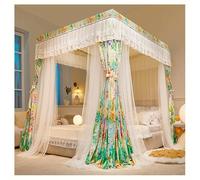 Dosel de Cama de 4 Postes con Marco de Doble Barra - Juego de mosquitera Princess para Dormitorio de niñas, Dosel de Cama de 2 Capas con Cortinas, Cama Doble/King/Super King (tamaño: 1,5 × 2