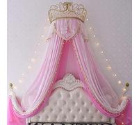 Dosel De Cama De Princesa con Cúpula De Corona - Mosquitera Redonda De Encaje, Decoración De Habitación Tipo Tienda De Juegos, Dosel De 1,5 M para Dormitorio A 2.0m (for 6.6 ft Bed)