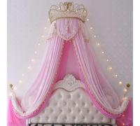 Dosel De Cama De Princesa con Cúpula De Corona - Mosquitera Redonda De Encaje, Decoración De Habitación Tipo Tienda De Juegos, Dosel De 1,5 M para Dormitorio A 1.2m (for 4 ft Bed)