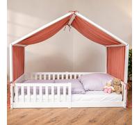 Dosel de muselina en color moca para camas casita de 90x200 cm – Techo de tela de muselina para cama casita y cuna