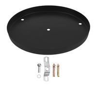 Dosel de Techo Redondo Negro para Lámpara Colgante de Tres Luces | Base Metálica de Hierro y Polímero, Tapa de Orificio y Fijación Incluida, para Cajas y Ventiladores