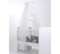 Dosel de Tul para Cuna de Bebé - Princesa, Auxiliar, Mosquitera - Decoración de Habitación Infantil - 165 cm de Largo Con Pompones - Color Topo