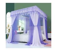 Dosel para Cama Individual, matrimonial o King Size, Cortina de Cama Estilo Palacio de 4 Postes, mosquitera de Lujo con Soporte de Metal (Color: Morado-1, Tamaño: 200 x 220 cm / 79 x 87 pulg
