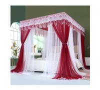 Dosel para Cama Individual, matrimonial o King Size, Cortina de Cama Estilo Palacio de 4 Postes, mosquitera de Lujo con Soporte de Metal (Color: Rojo, Tamaño: 180 x 200 cm / 71 x 79 Pulgadas
