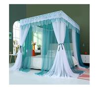 Dosel para Cama Individual, matrimonial o King Size, Cortina de Cama Estilo Palacio de 4 Postes, mosquitera de Lujo con Soporte de Metal (Color: Verde-1, Tamaño: 150 x 200 cm / 59 x 79 pulga