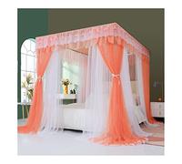 Dosel para Cama Individual, matrimonial o King Size, Cortina de Cama Estilo Palacio de 4 Postes, mosquitera de Lujo con Soporte de Metal (Color: Naranja, Tamaño: 150 x 200 cm / 59 x 79 pulga